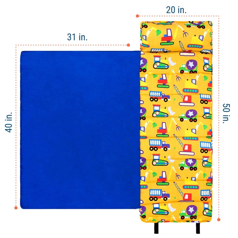 Wildkin Kids Original Nap Mat â€“ Cozy Kids Sleep Mat with Pillow, Ideal for School & Travel - Under Construction - Image 5